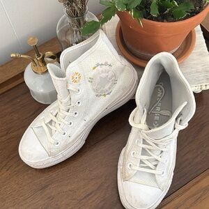 Converse Women's Embroidered White High-Tops